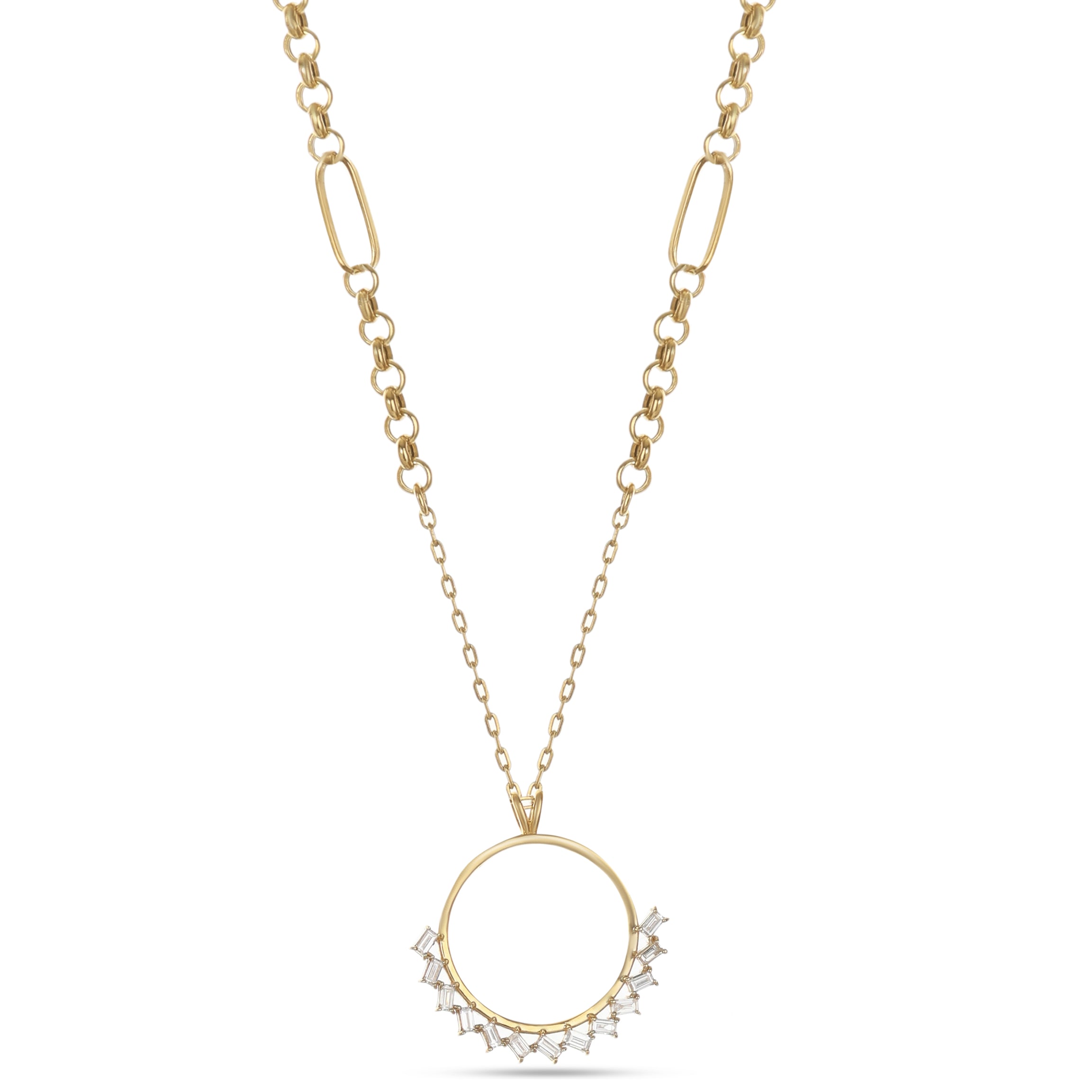 18K Yellow Gold Half Gold Pound Frame Diamond Necklace -S-P525SB