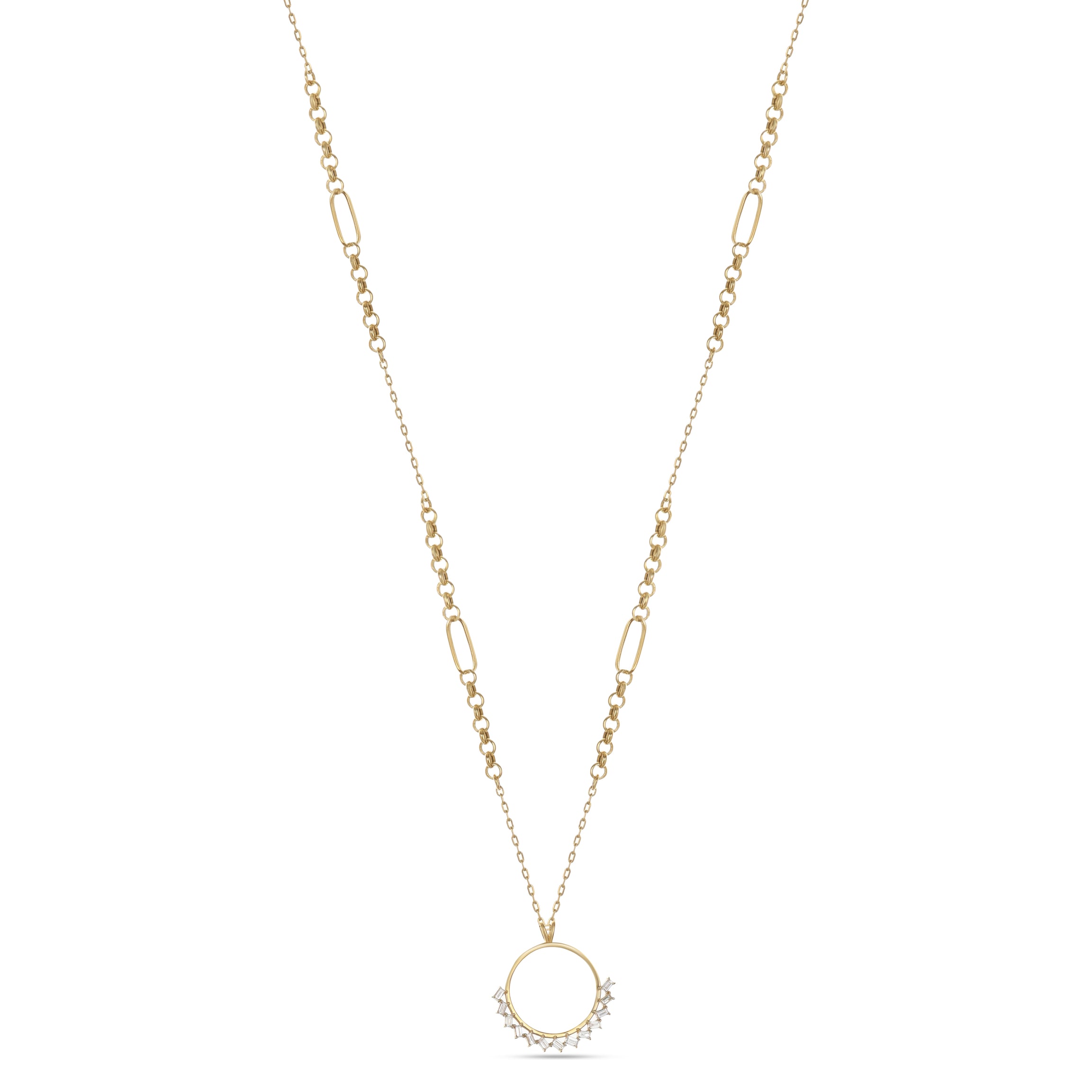 18K Yellow Gold Half Gold Pound Frame Diamond Necklace -S-P525SB