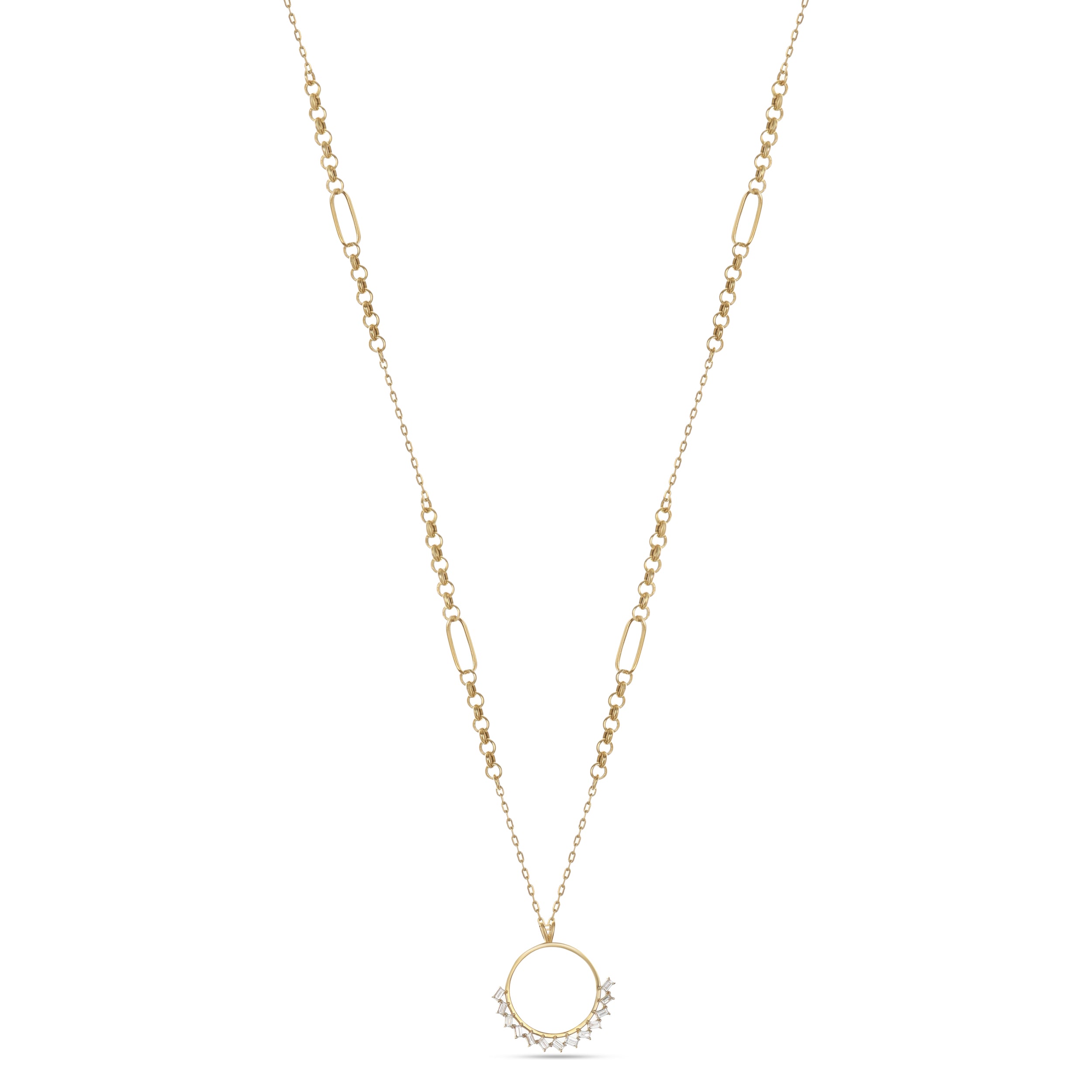 18K Yellow Gold Half Gold Pound Frame Diamond Necklace -S-P525SB