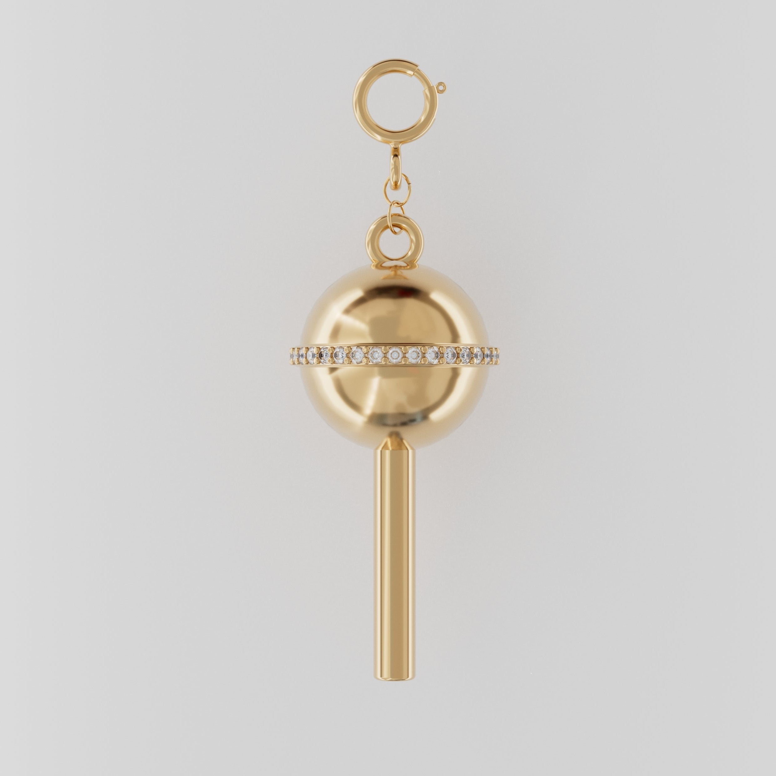 18K Gold Lollipop with Diamond Rim
