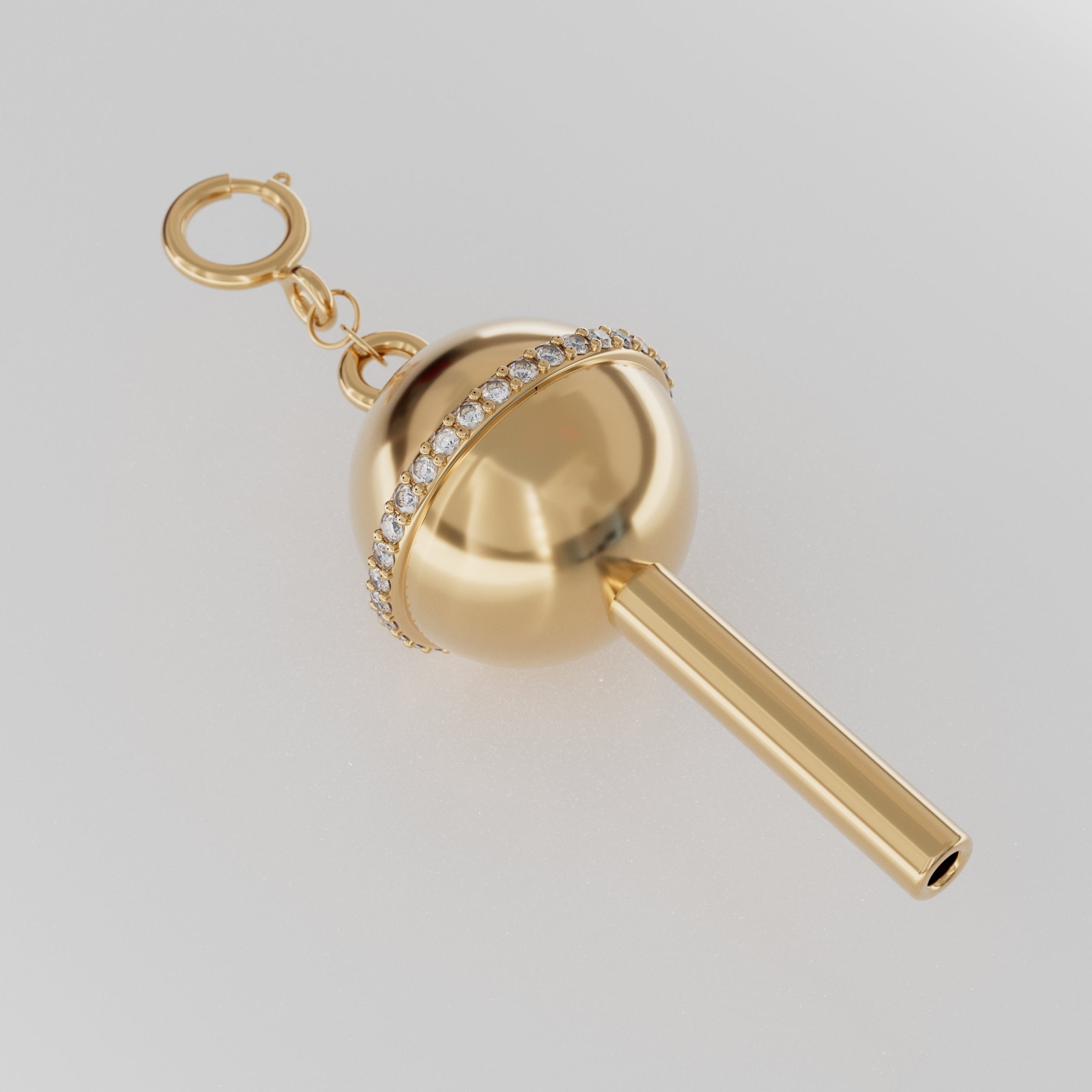 18K Gold Lollipop with Diamond Rim