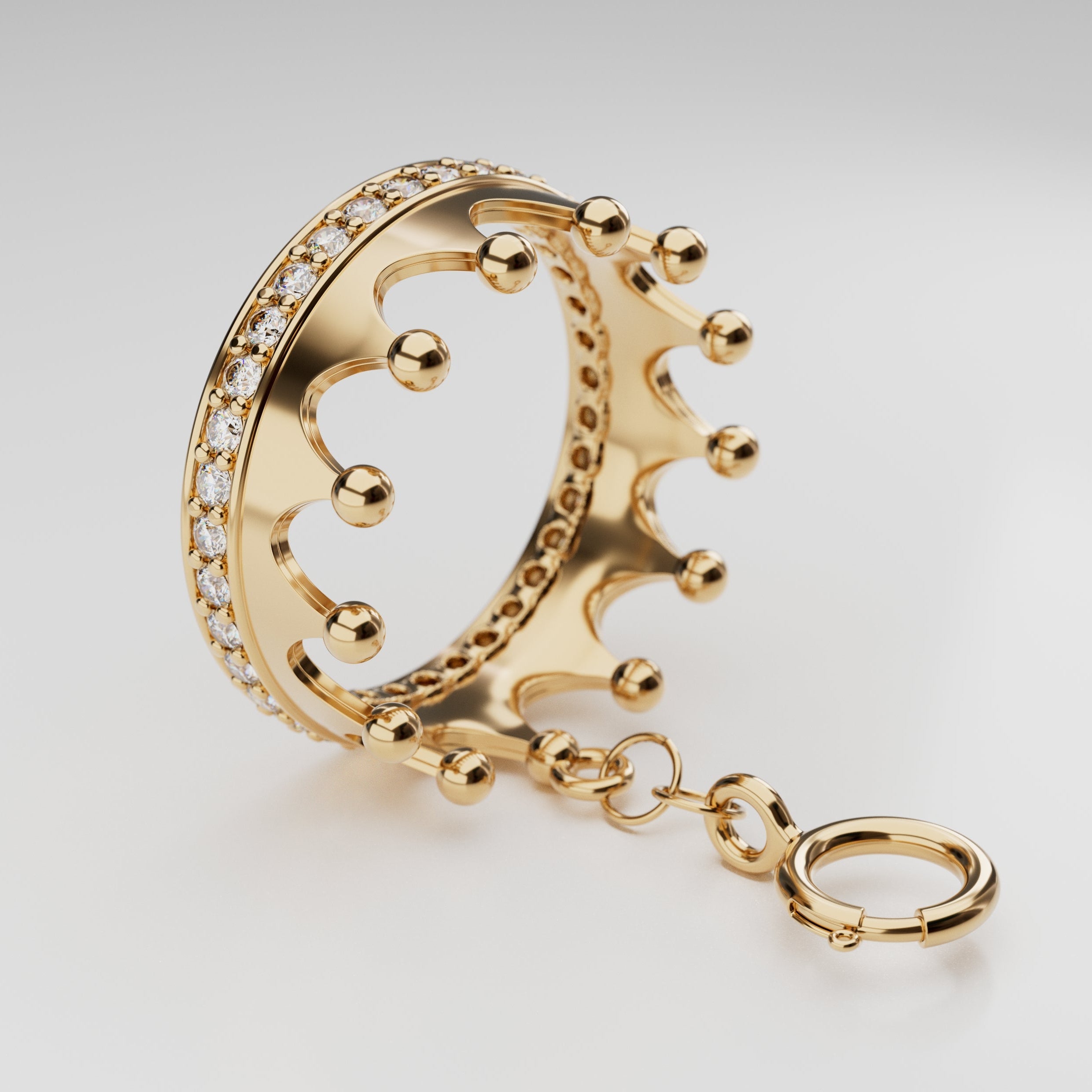 18k Gold Timeless Crown Encrusted with Diamonds