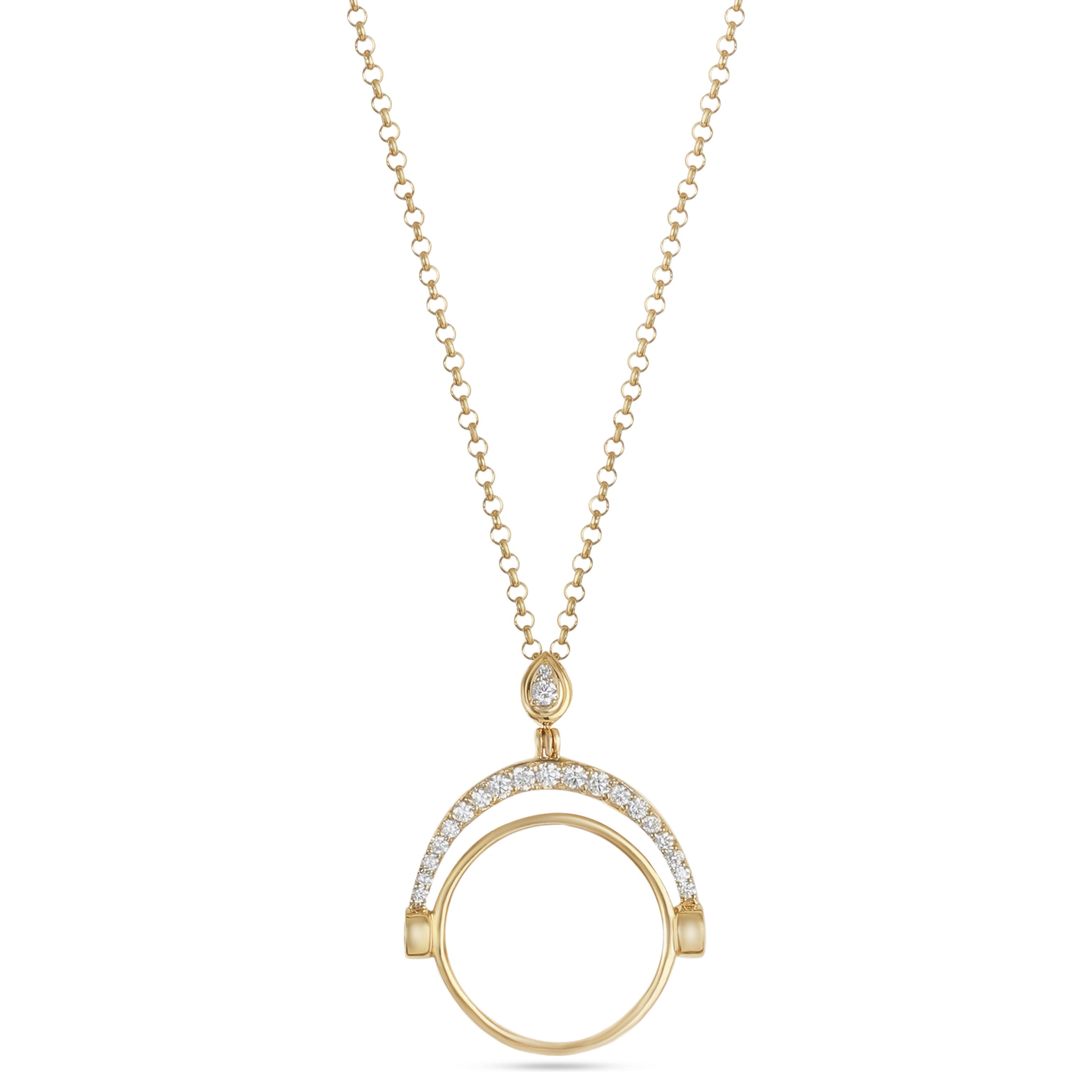 18K Yellow Gold Half Gold Pound Frame Diamond Necklace - S-P578SB