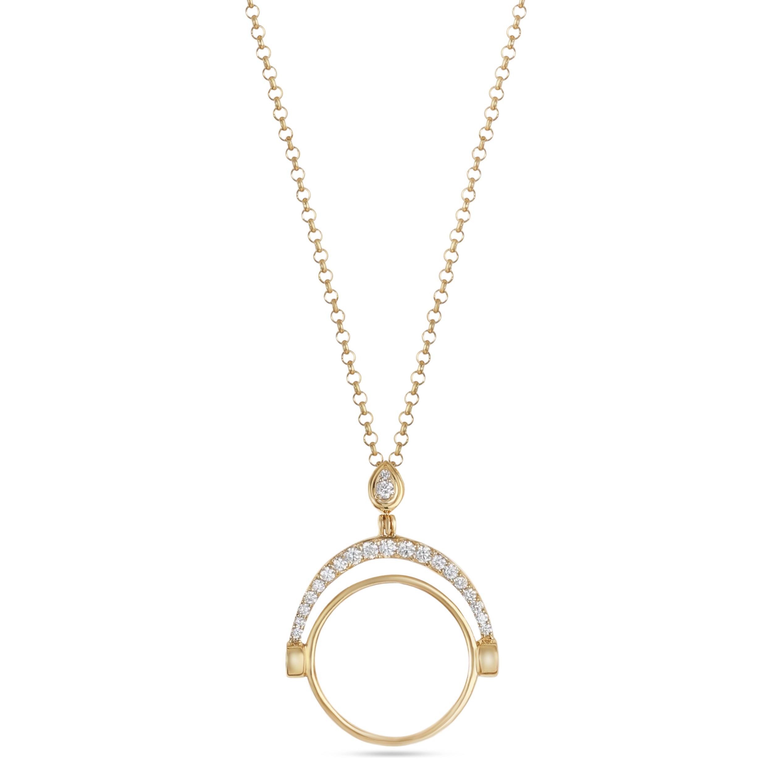 18K Yellow Gold Half Gold Pound Frame Diamond Necklace - S-P578SB