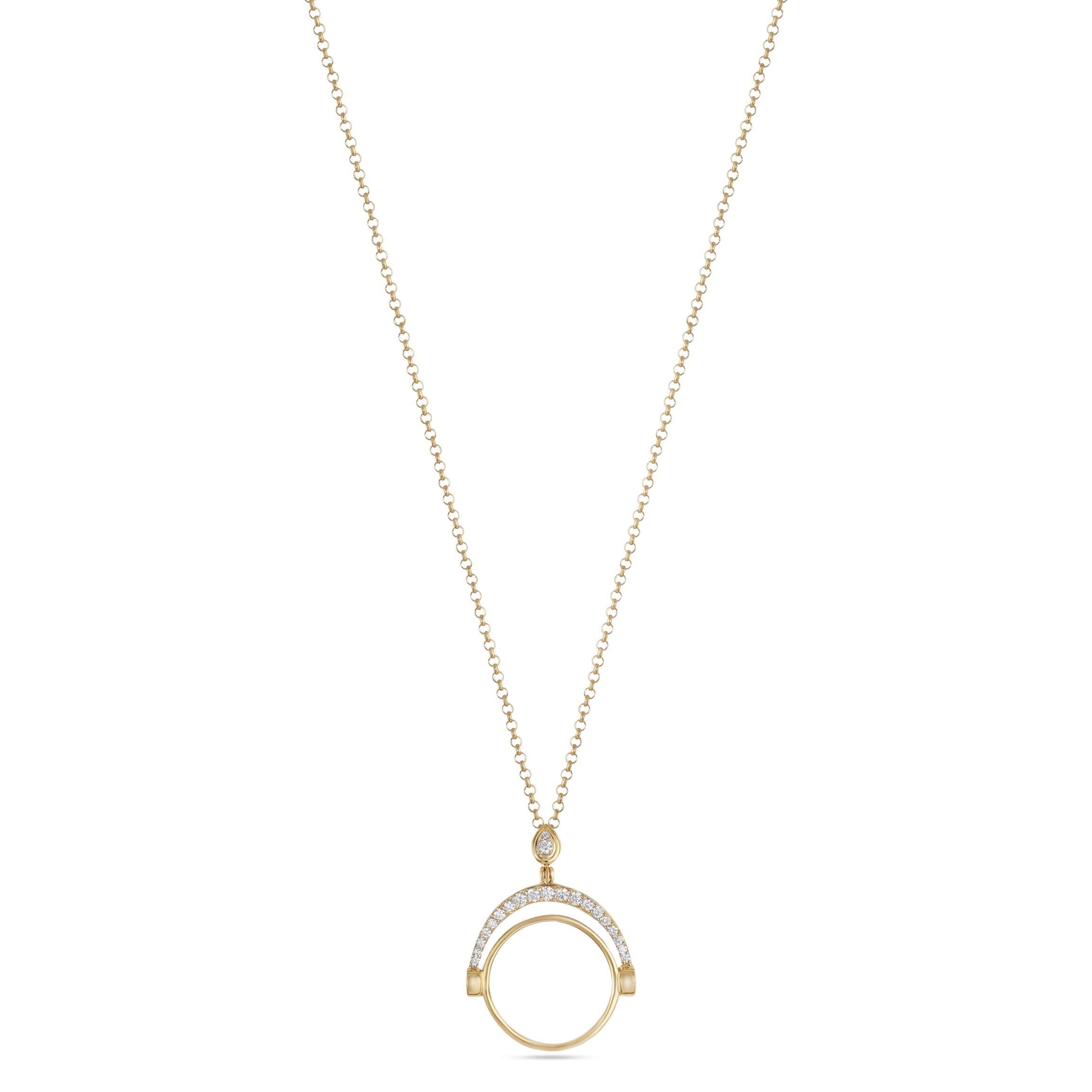 18K Yellow Gold Half Gold Pound Frame Diamond Necklace - S-P578SB