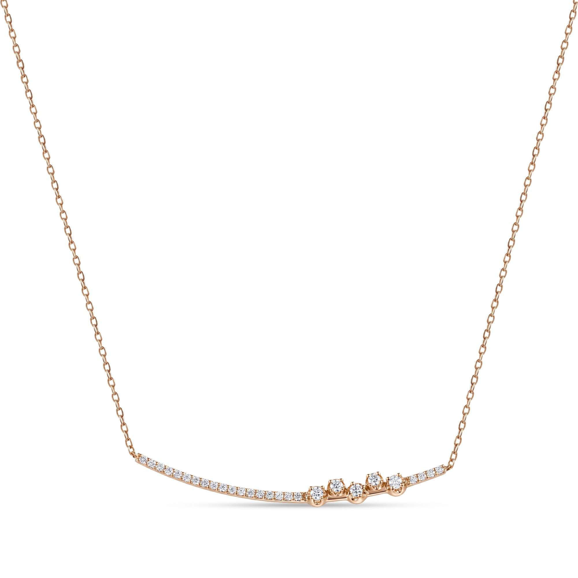 18K Rose Gold Diamond Necklace with Asymmetric Bar Design - S-P699S