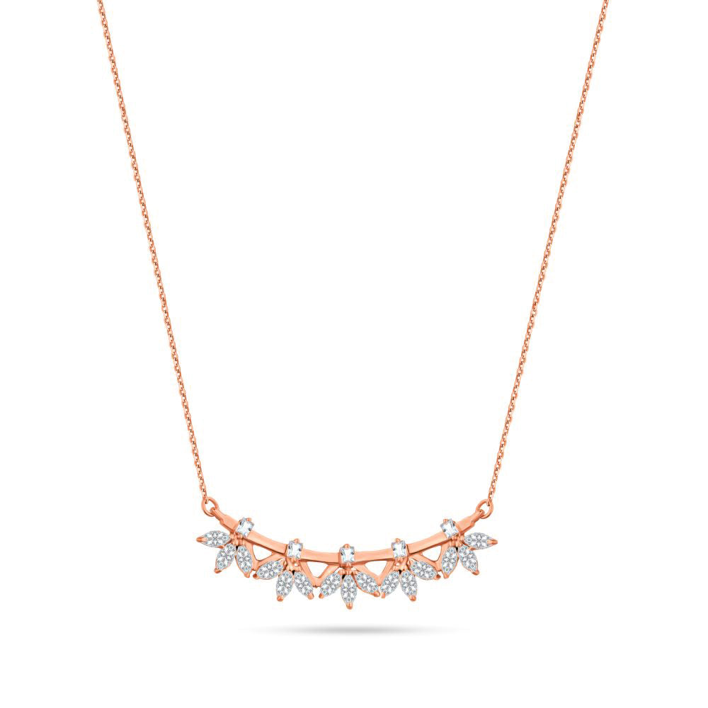 Flowral Shaped Diamond Necklace in Rose gold - S-PN034S