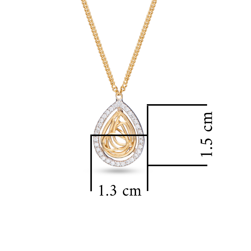 Pear Shapped Tirette Shinny Diamond Necklace in Yellow 18 K Gold - S-PN047S