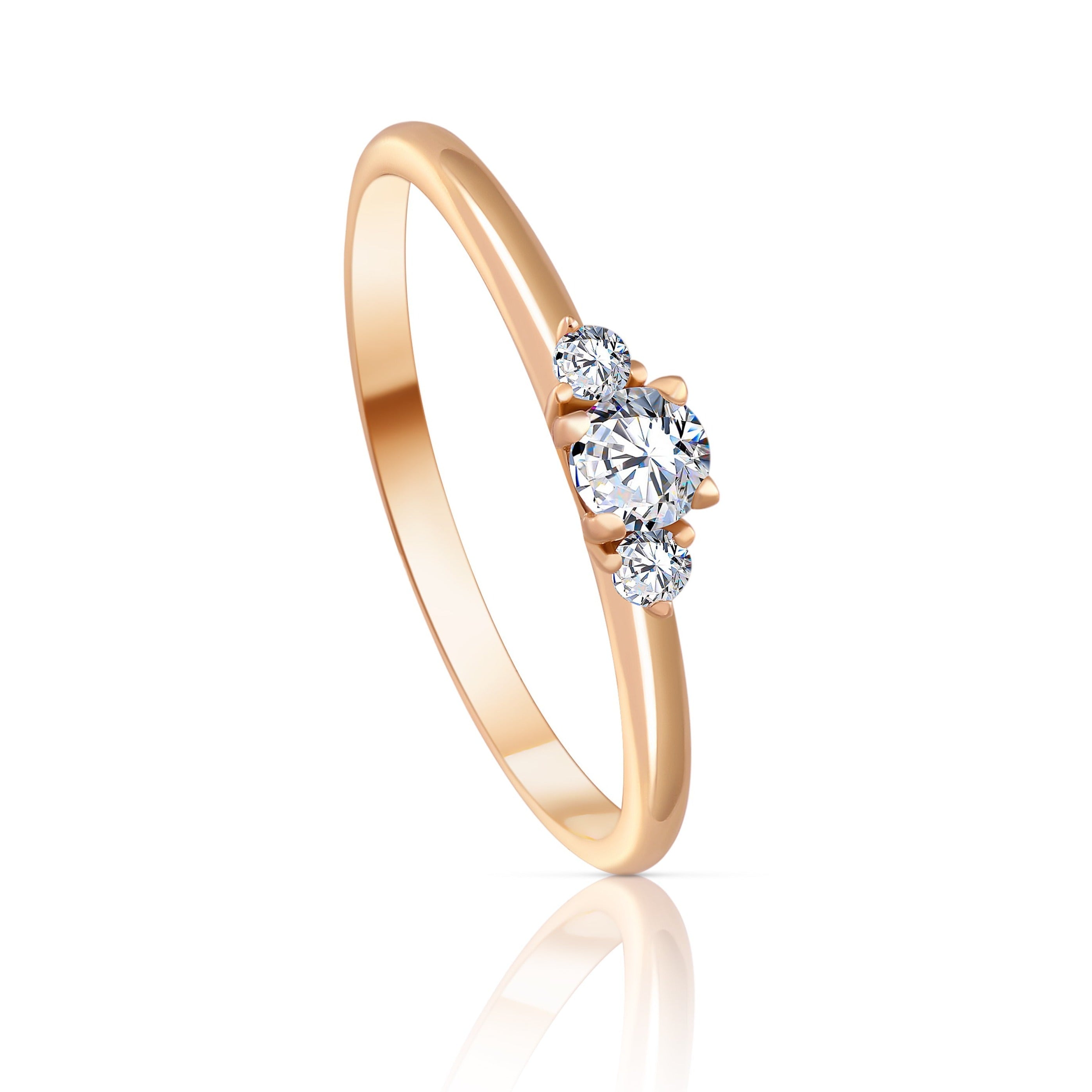 Multi Diamond Promise Ring in Rose 18 K Gold - S-R158X