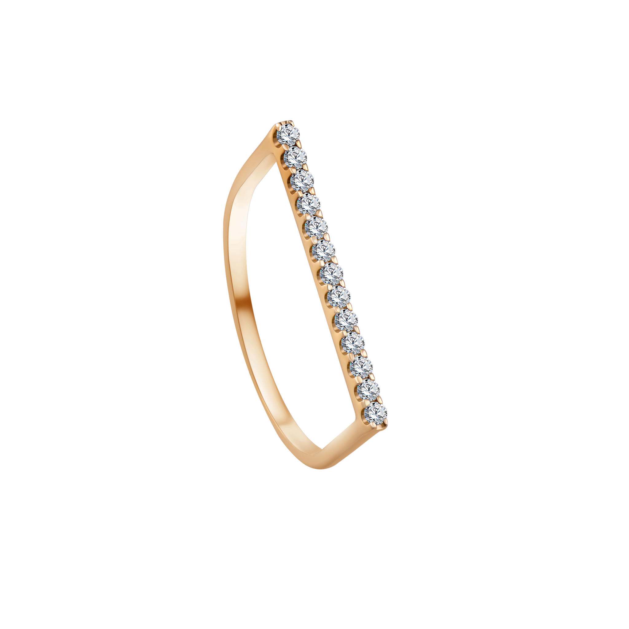 Irregular Geometrical Shaped Diamond Ring in Rose 18 K Gold - S-R159S