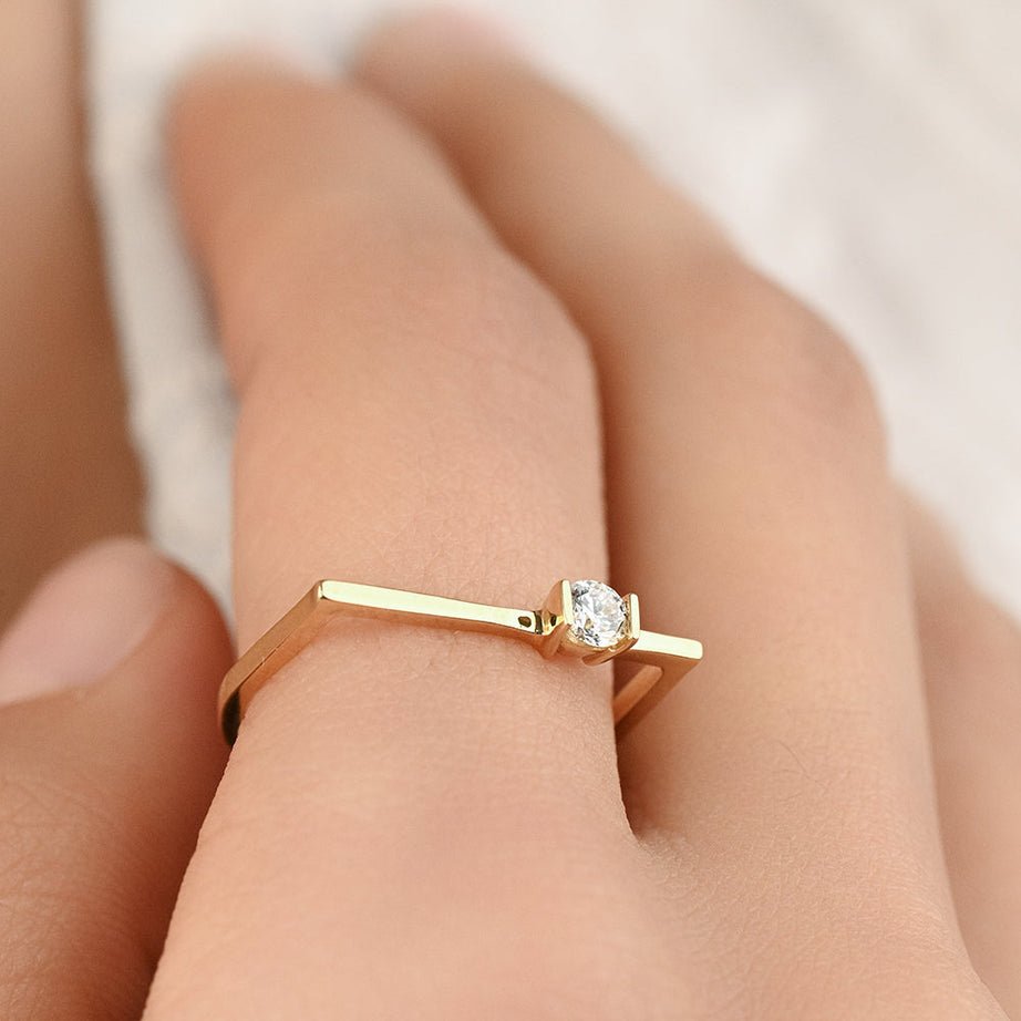 Special offer Irregular precious promise  Rings in Yellow 18 K Gold - S-R159X