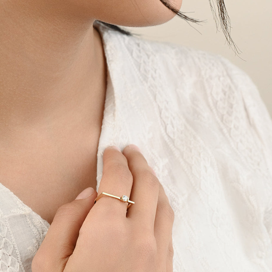 Special offer Irregular precious promise  Rings in Yellow 18 K Gold - S-R159X