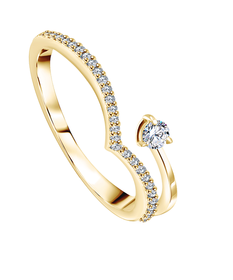 Classic double layer Diamond ring in 18k Yellow Gold - S-R255S