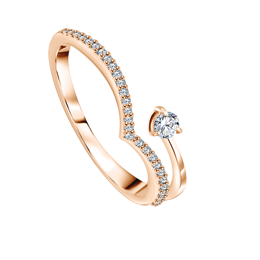 Classic double layer Diamond ring in 18k ROSE Gold / S-R255S