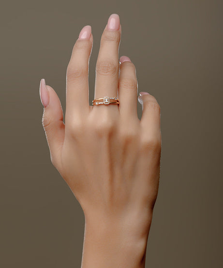 18K Rose Double Layer Diamond Ring - S-R325S