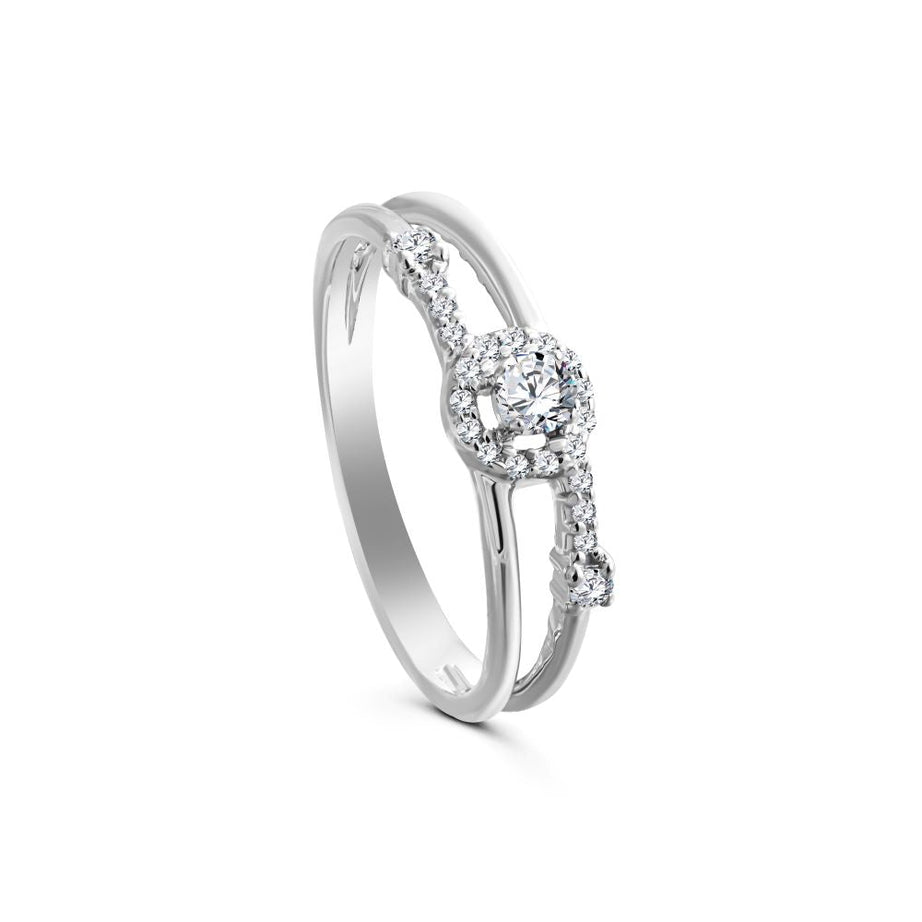 Special offer Interlacing Diamond Ring in White gold - S-R327S