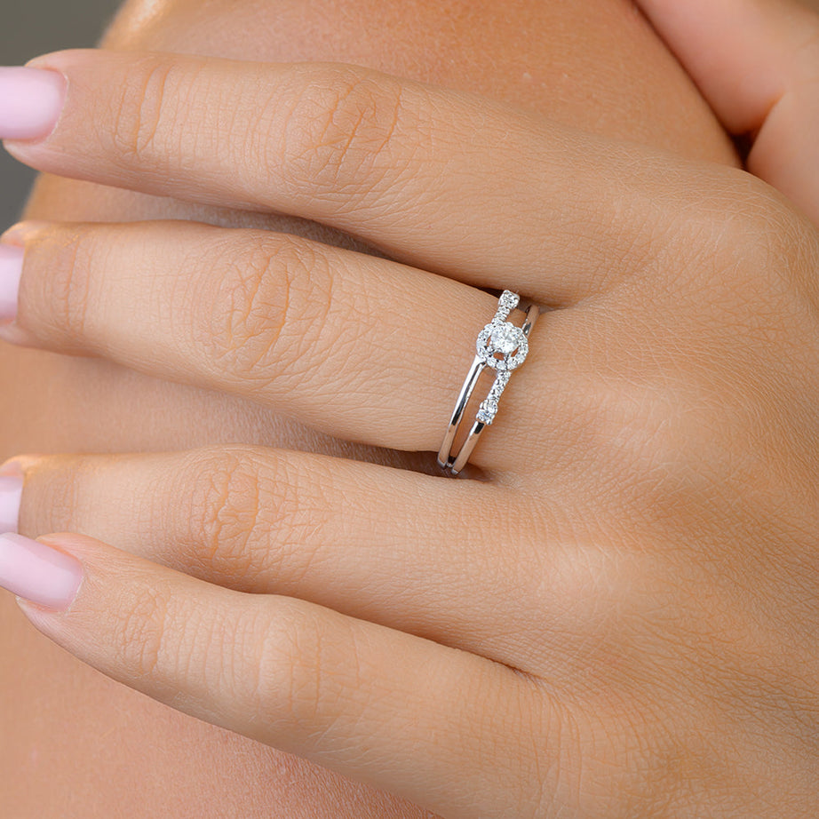 Special offer Interlacing Diamond Ring in White gold - S-R327S