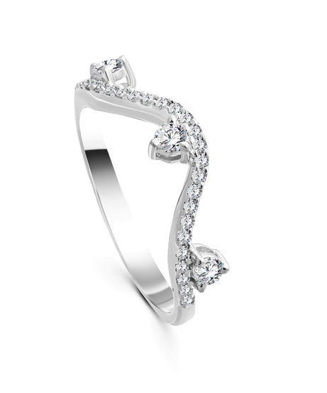 Wavy Diamond Ring in White gold - S-R330S
