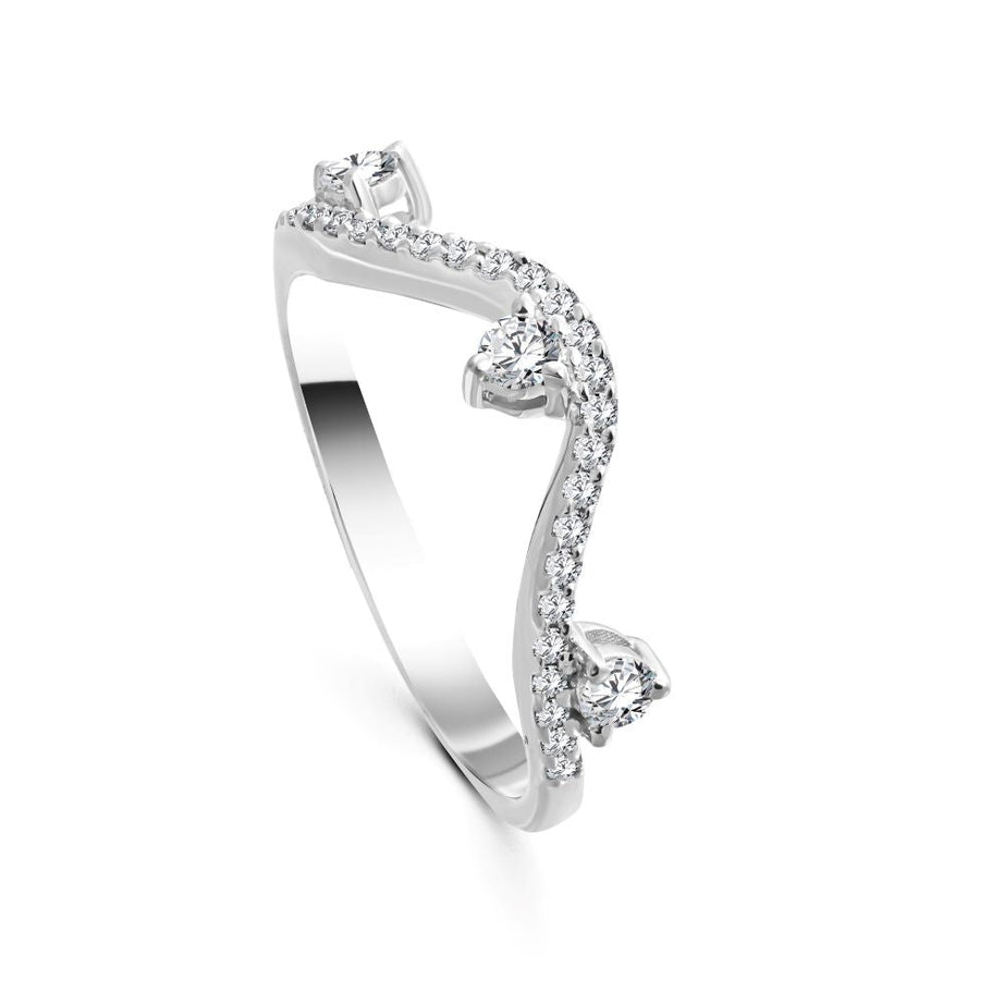 Wavy Diamond Ring in White gold - S-R330S