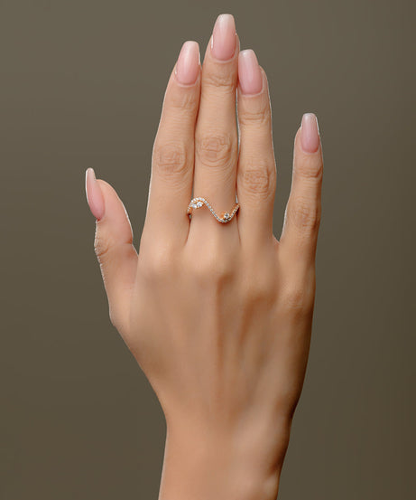 18K Rose Wavy Diamond Ring - S-R331S