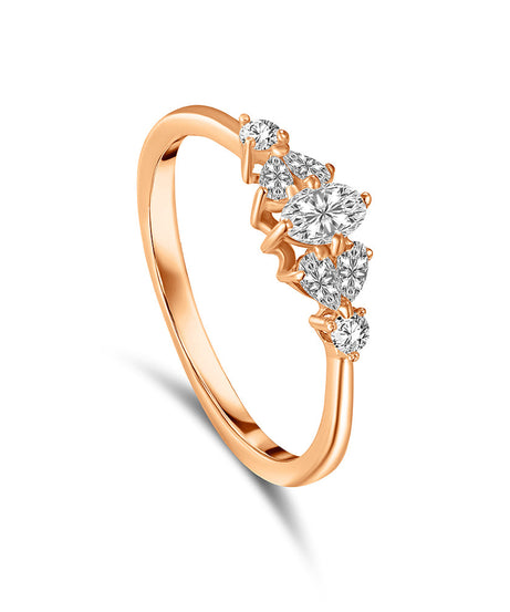 Elegant Rose gold ring with a bold statement large round diamond centerpieces - S-R342X