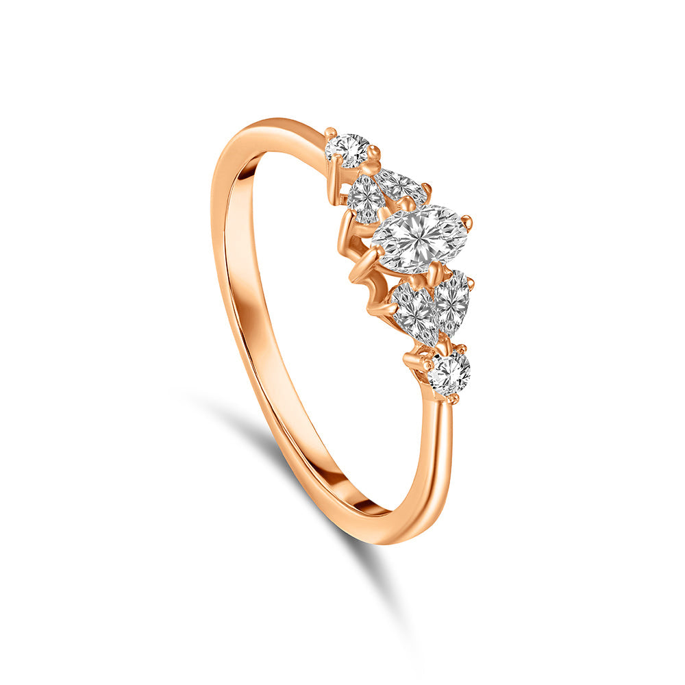 Elegant Rose gold ring with a bold statement large round diamond centerpieces - S-R342X