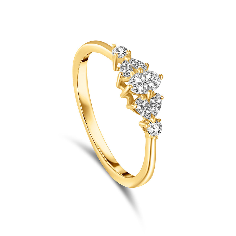 Elegant gold ring with a bold statement large round diamond centerpieces - S-R342X