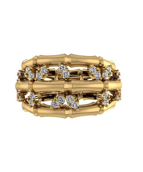 18k-yellow-gold-triple-layer-bamboo-ring-with-leafy-marquise-diamond-s-r377sc-Siran-by-iram-jewelry