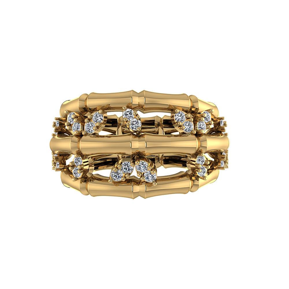 18k-yellow-gold-triple-layer-bamboo-ring-with-leafy-marquise-diamond-s-r377sc-Siran-by-iram-jewelry