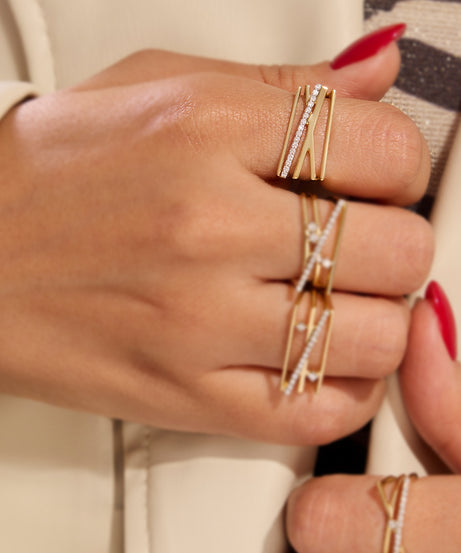 18K Yellow gold Diamond Ring - S-R392S