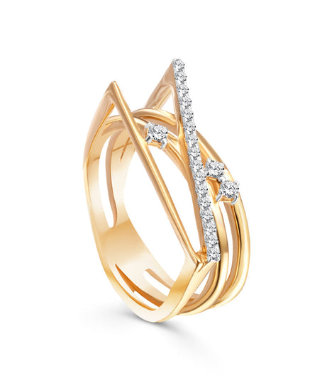 18K Yellow gold Diamond Ring - S-R404S