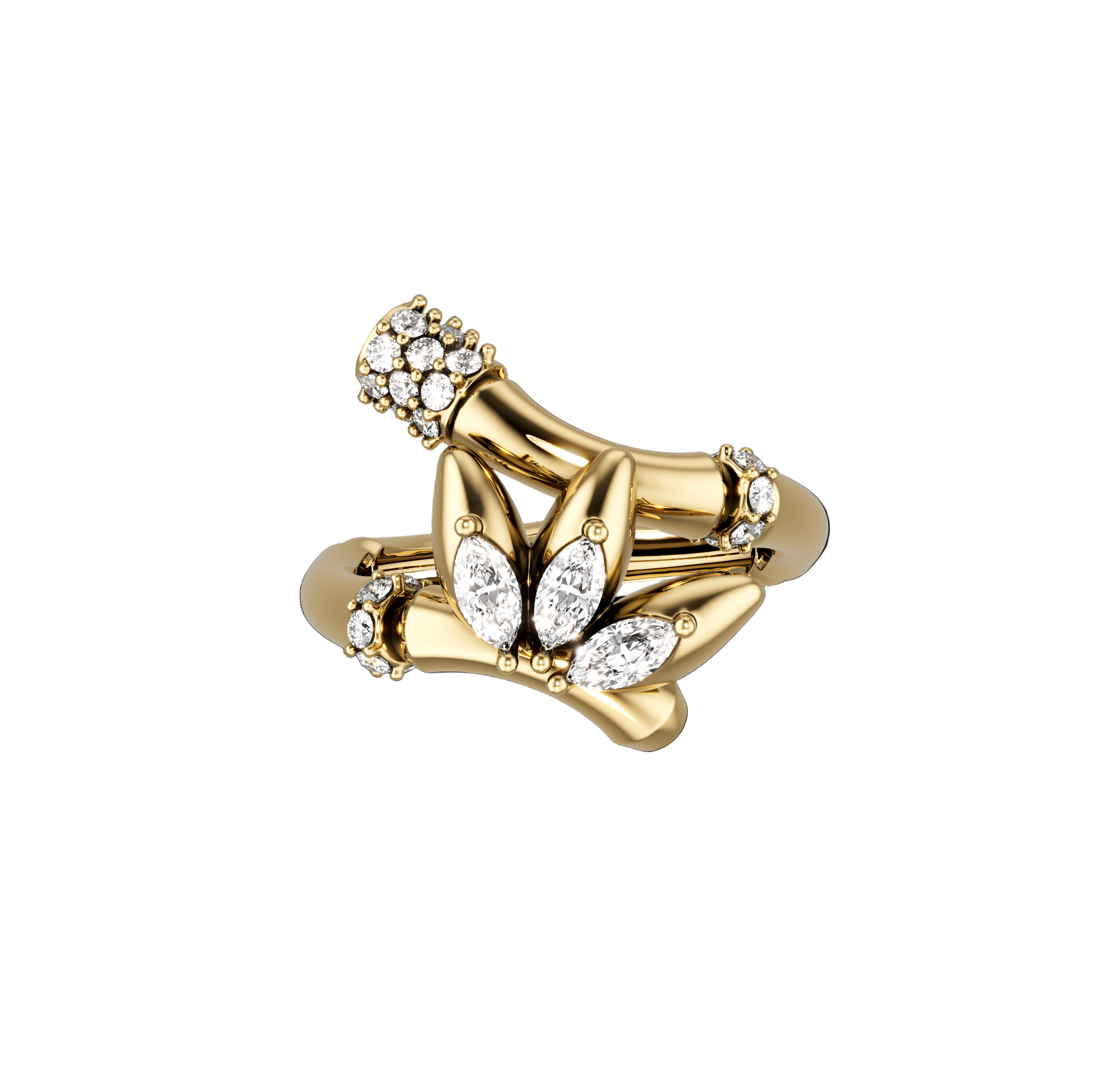 18K Yellow gold Fine Diamond Ring - S-R351X