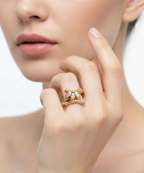 18K Yellow gold Fine Diamond Ring - S-R351X