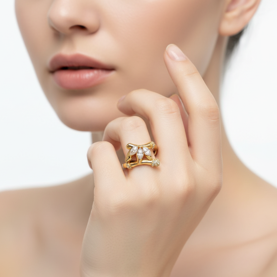 18K Yellow gold Fine Diamond Ring - S-R351X