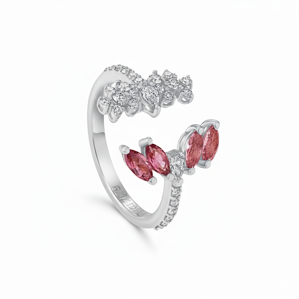 Confetti 18k White Gold Diamond Ring and Multi Colored Stones - S-R481S