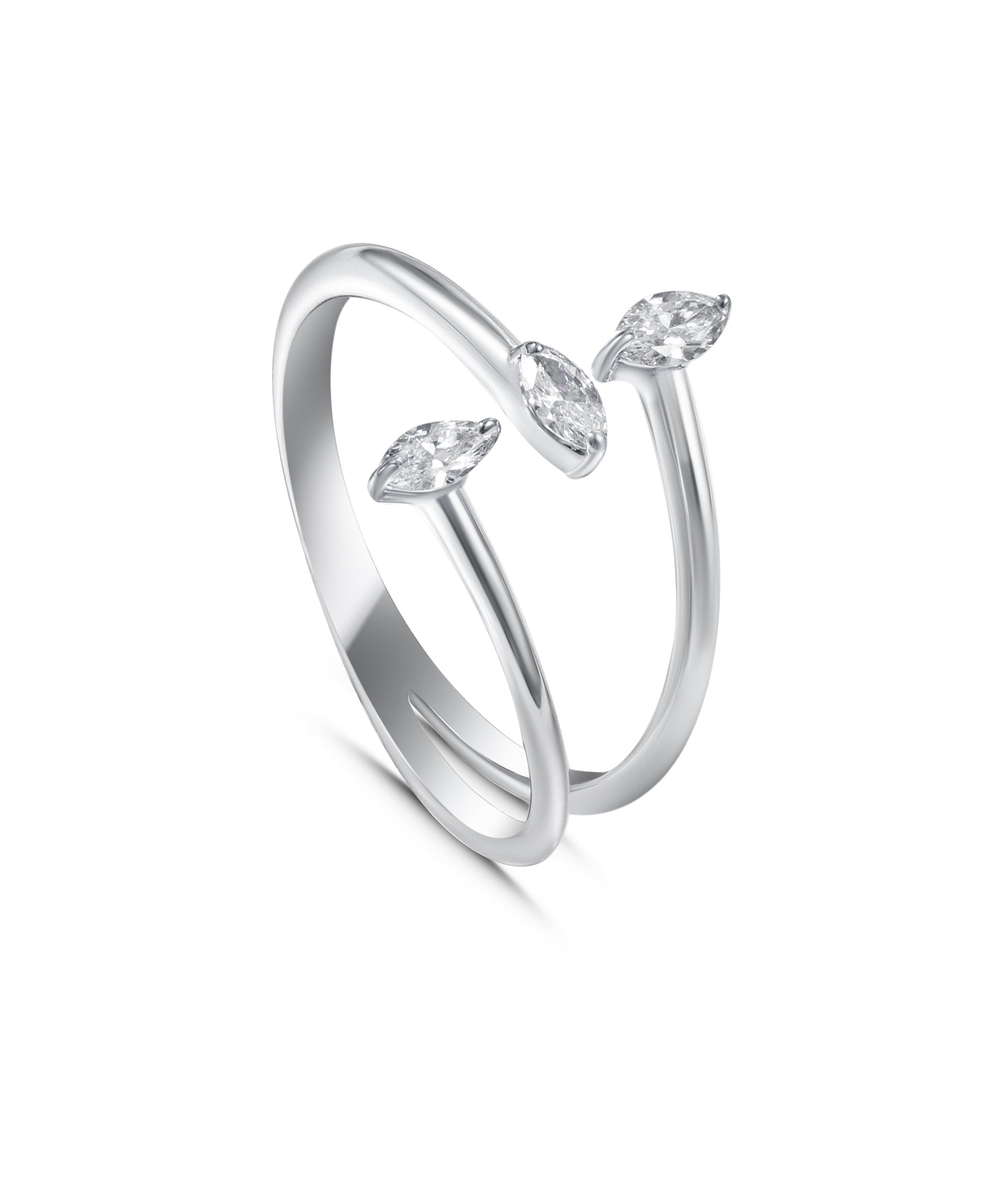 Delicate 18K White Gold Marquise Diamond Ring - S-R544S