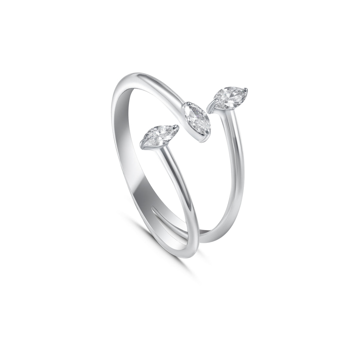 Delicate 18K White Gold Marquise Diamond Ring - S-R544S