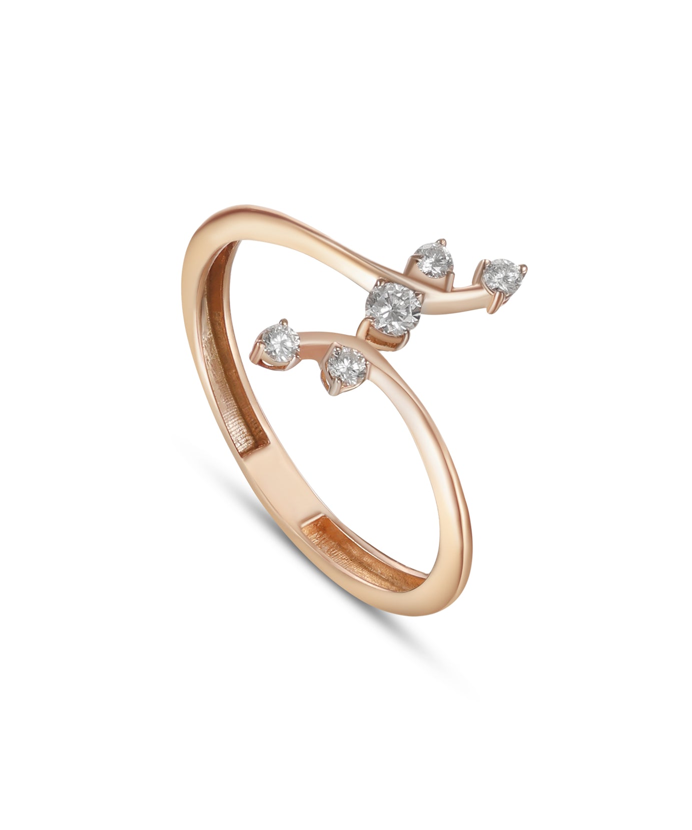 18K Rose Gold Fine Diamond Ring With Delicate Sparkle - S-R581S