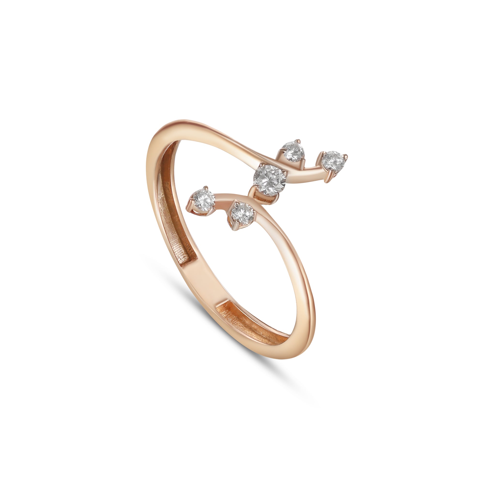 18K Rose Gold Fine Diamond Ring With Delicate Sparkle - S-R581S