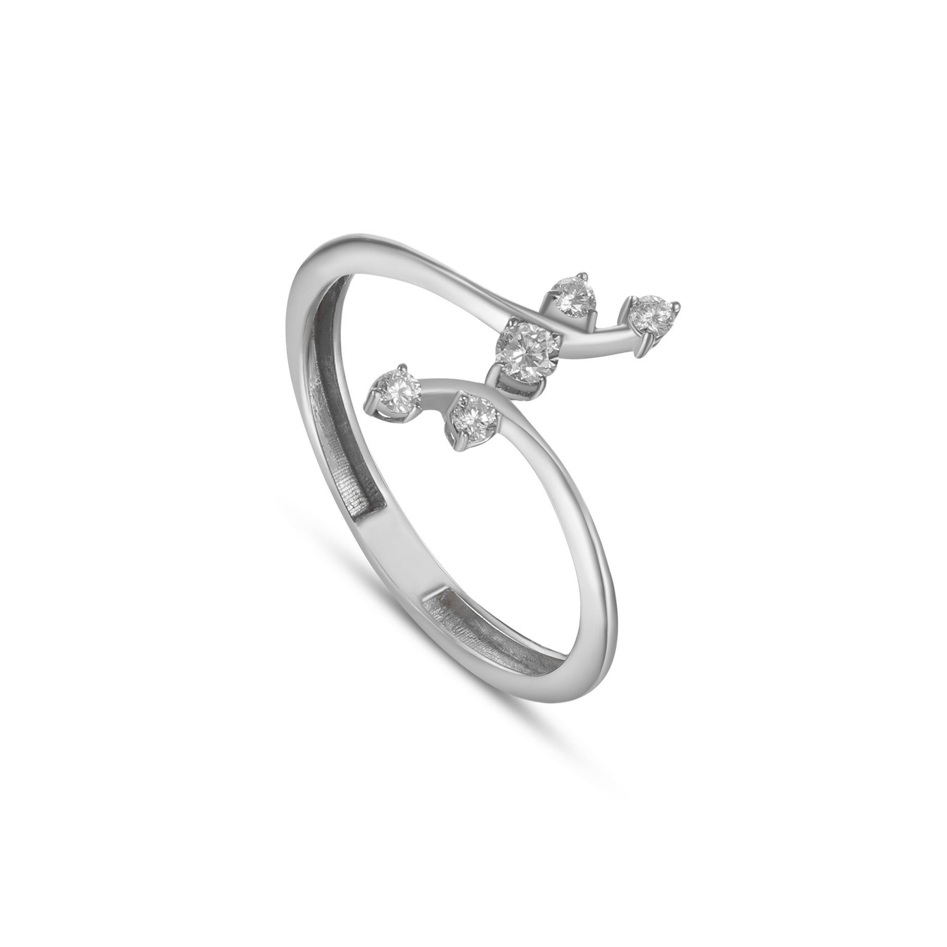 18K White Gold Fine Diamond Ring With Delicate Sparkle - S-R581S