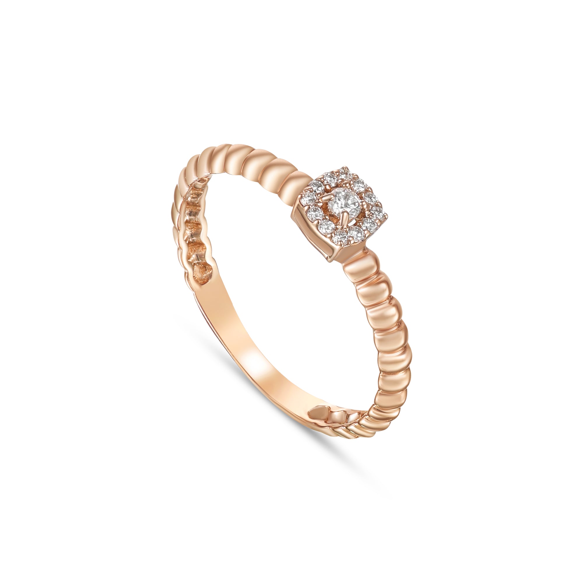 18K Rose Gold Diamond Ring With Refined Classic Touch - S-R585X