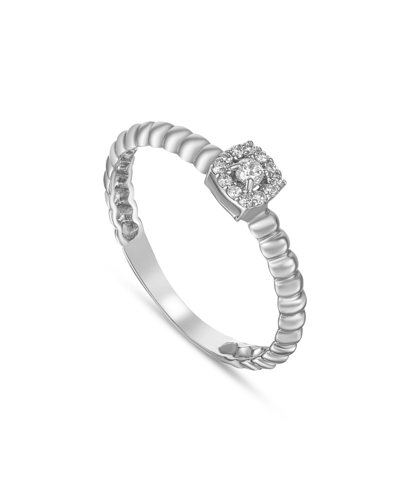 18K White Gold Diamond Ring With Refined Classic Touch - S-R585X