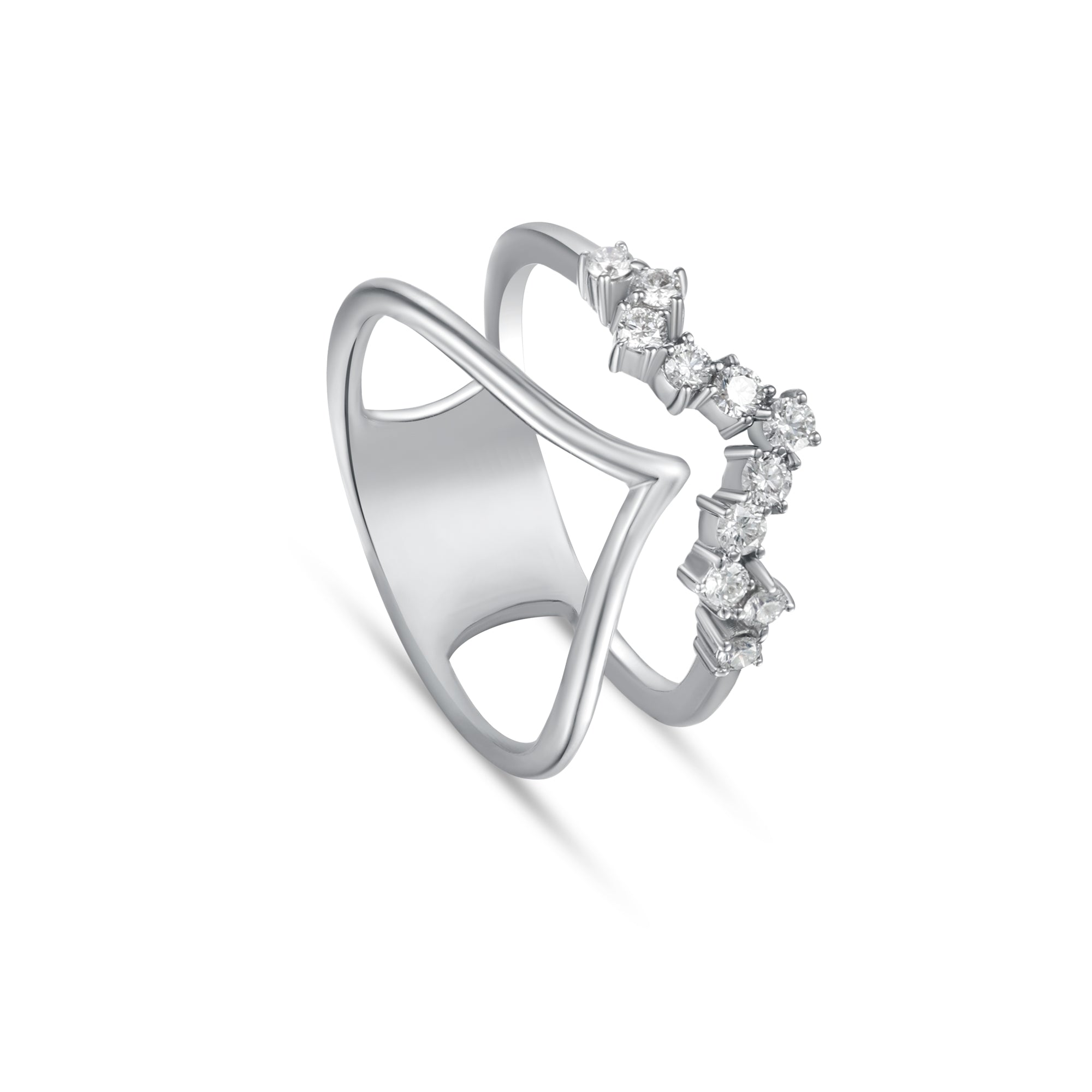 18K Rose Gold Round Diamond Ring with White Gold Detail - S-R608S