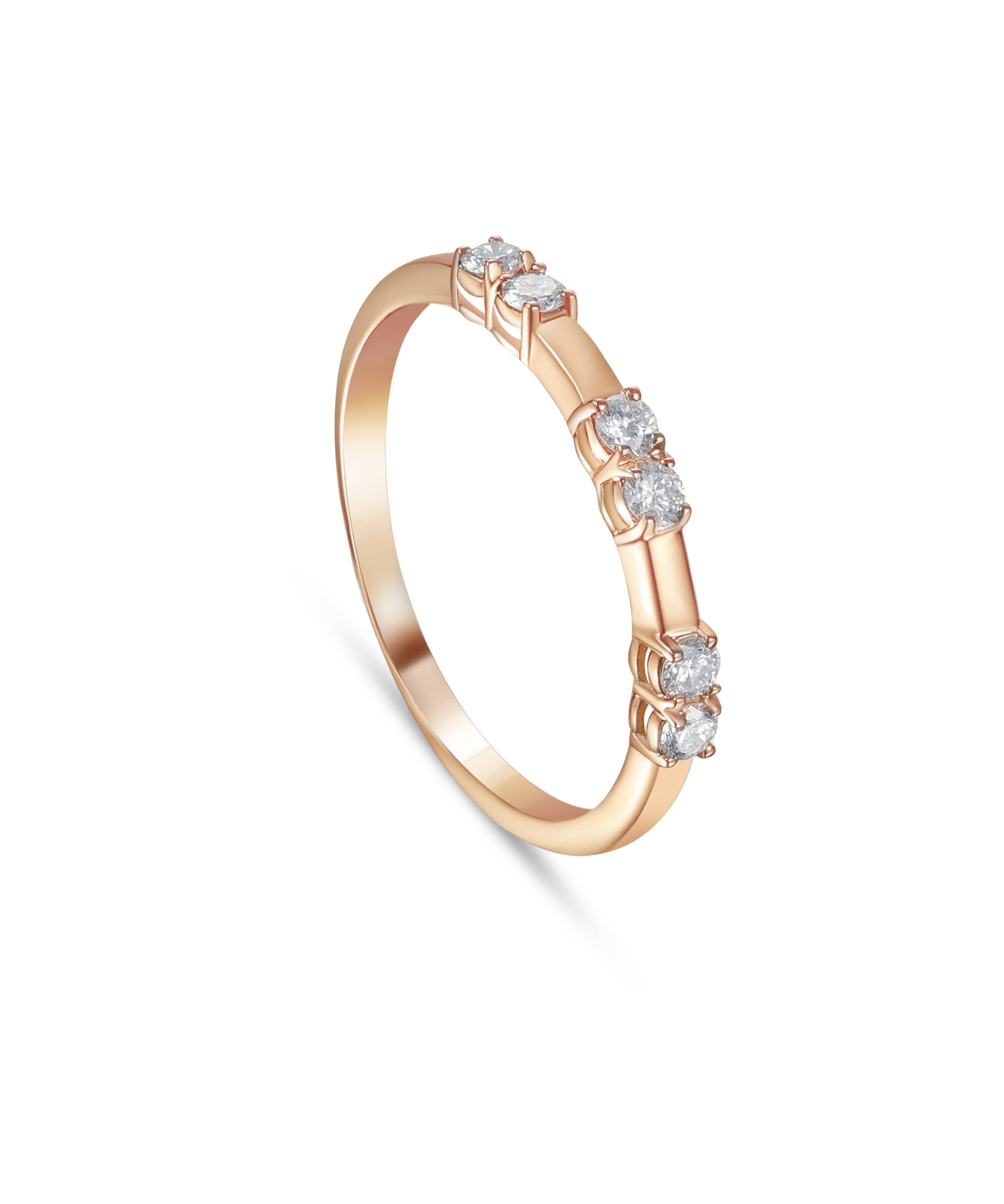 18K Rose Gold Elegant Diamond Ring With Timeless Beauty - S-R614S