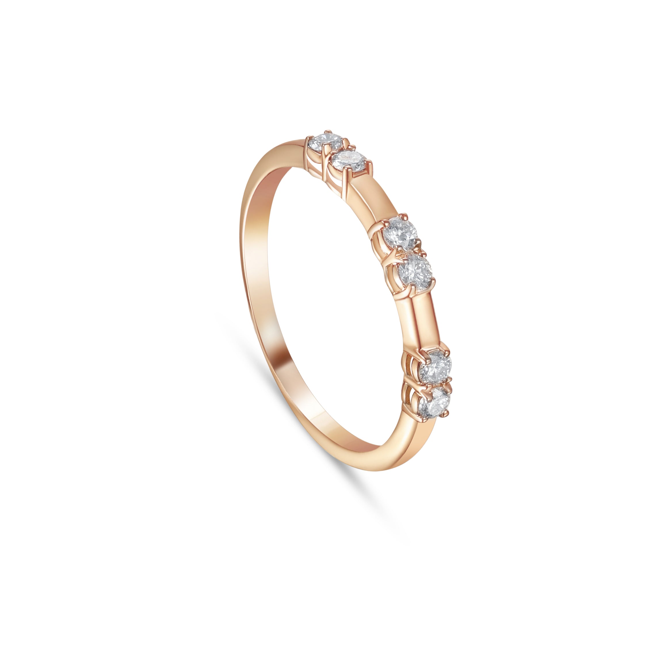 18K Rose Gold Elegant Diamond Ring With Timeless Beauty - S-R614S