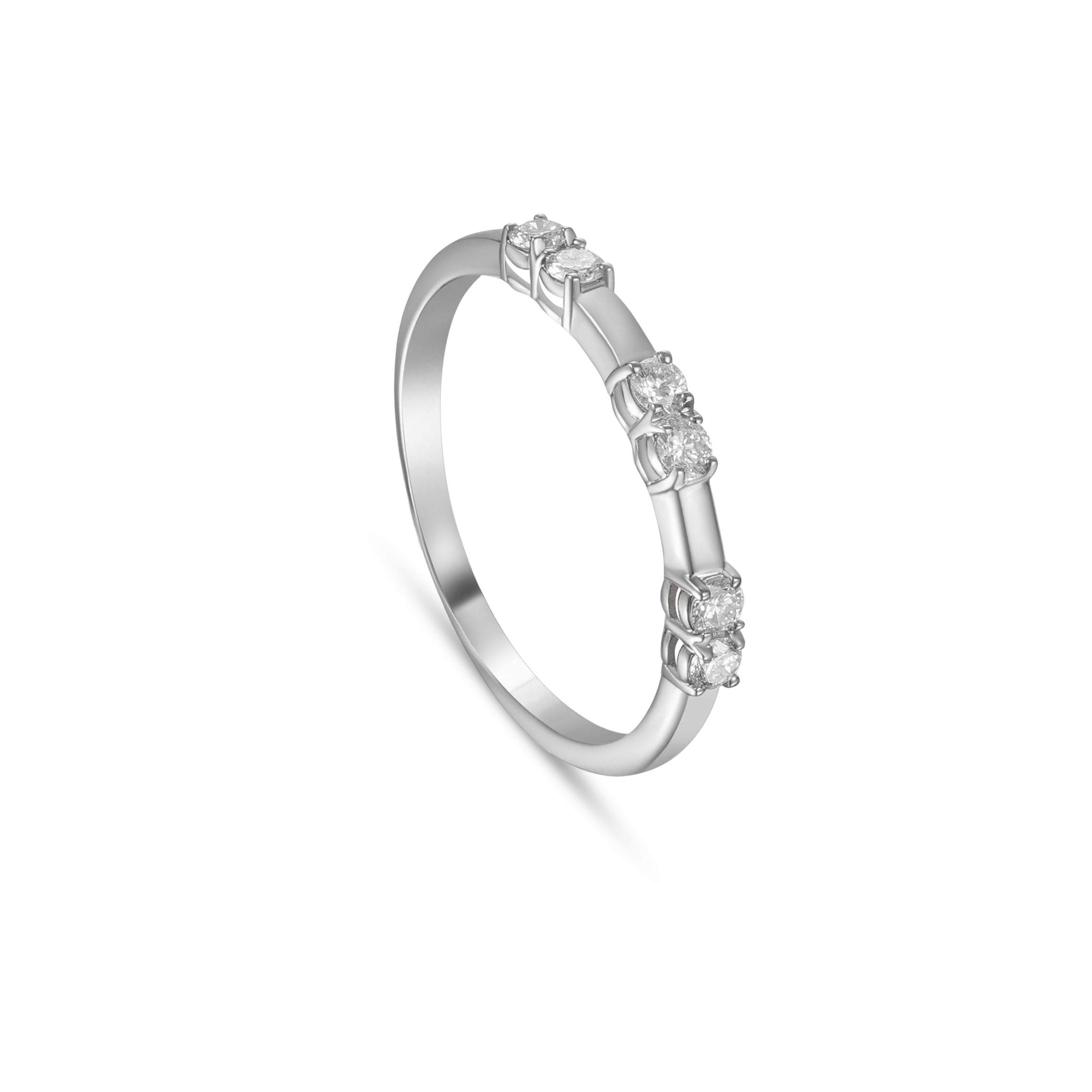 18K White Gold Elegant Diamond Ring With Timeless Beauty - S-R614S