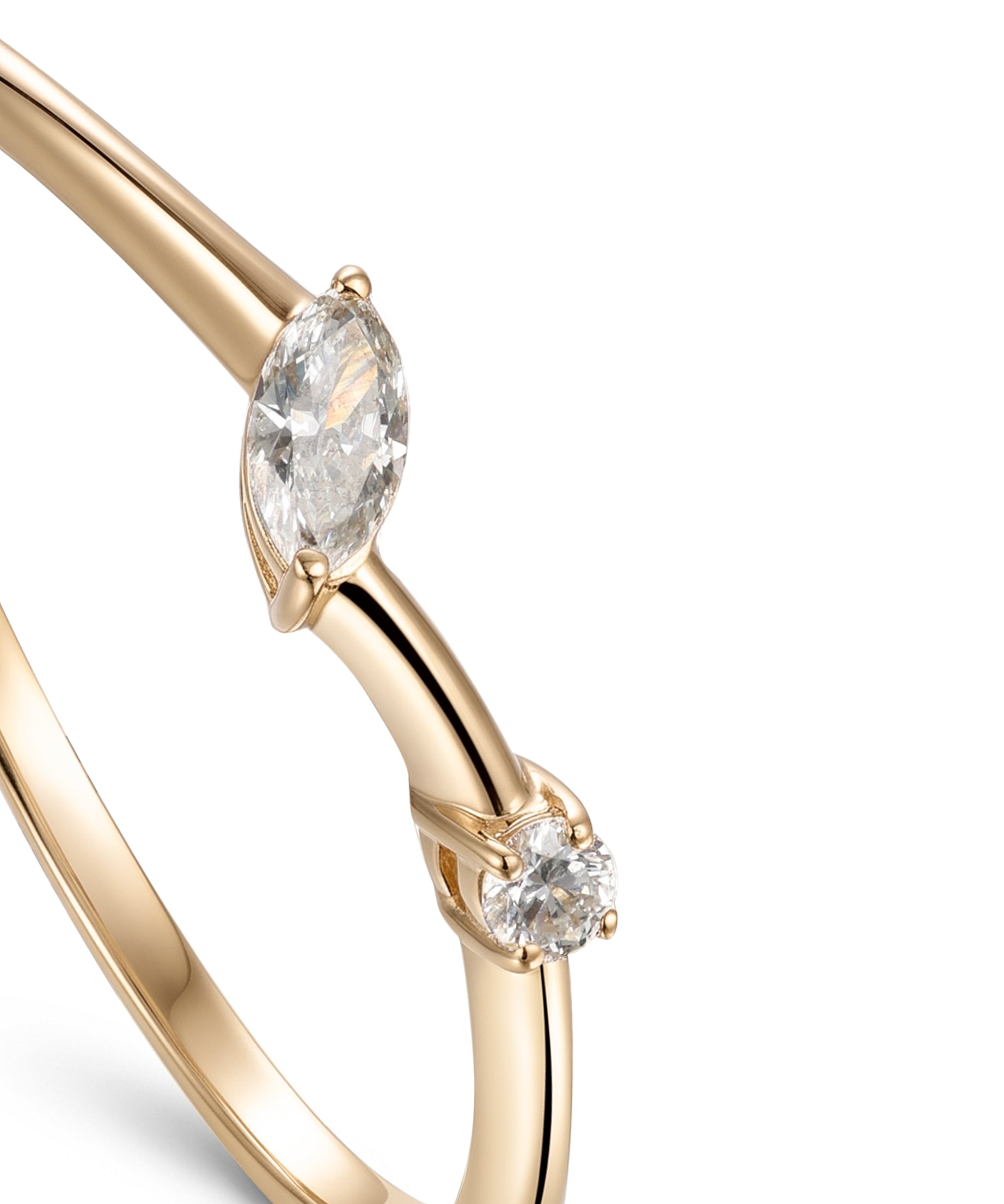 18K Yellow Gold Ring with Two Sparkling Stones - S-R617S