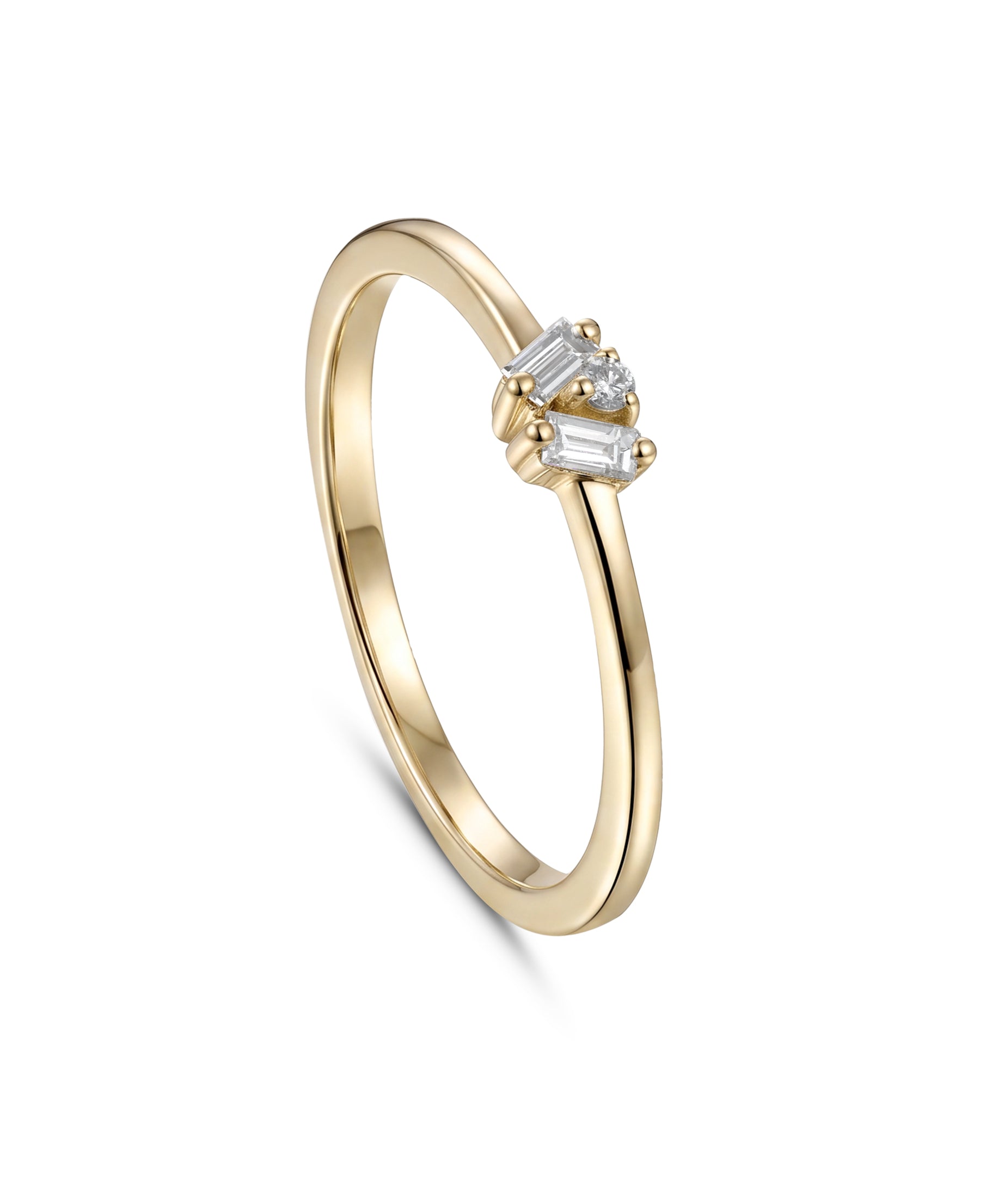 18K Yellow Gold Baguette Diamond Cluster Band Ring - S-R689S