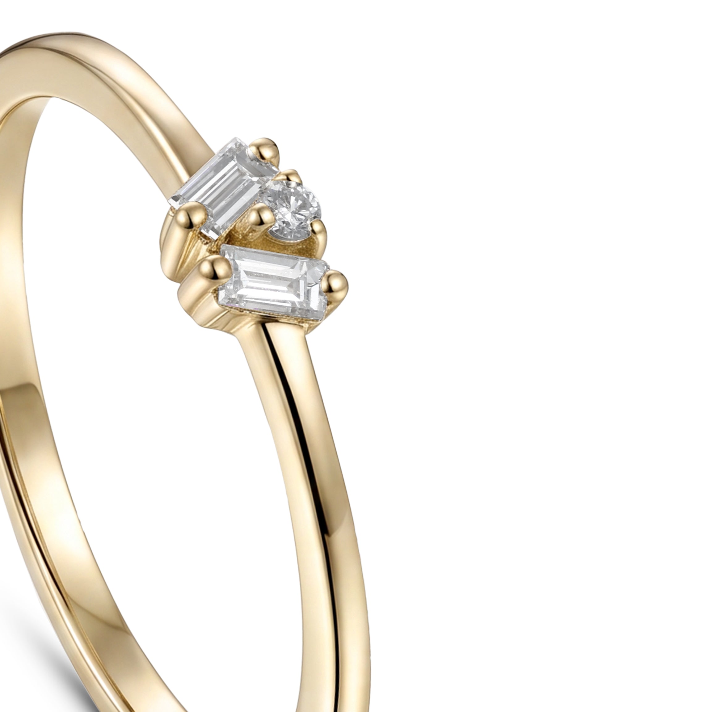 18K Yellow Gold Baguette Diamond Cluster Band Ring - S-R689S
