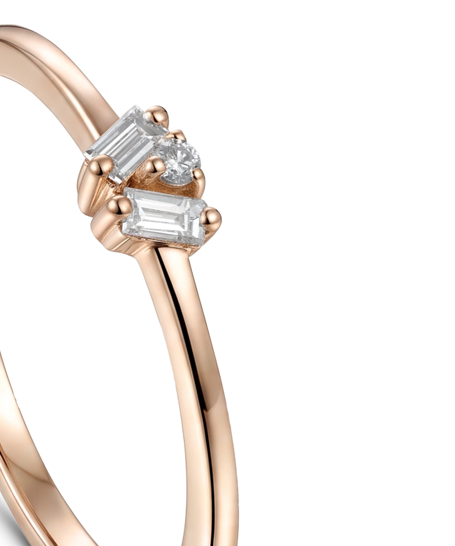 18K Rose Gold Baguette Diamond Cluster Band Ring - S-R689S